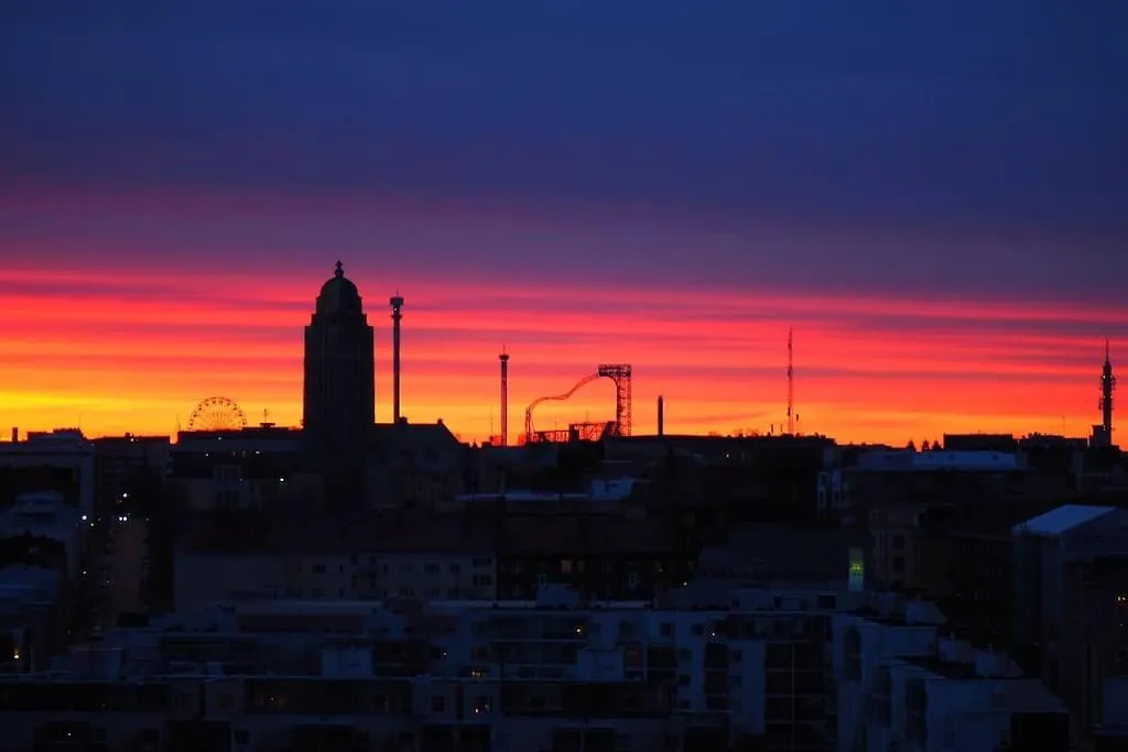 Apartment Sunset Views Over Helsinki Rooftops